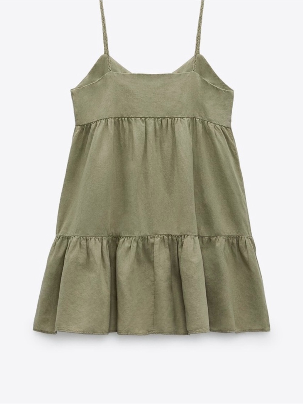 Zara Olive Green Empire Cami Dress Size XS - Picture 4 of 9